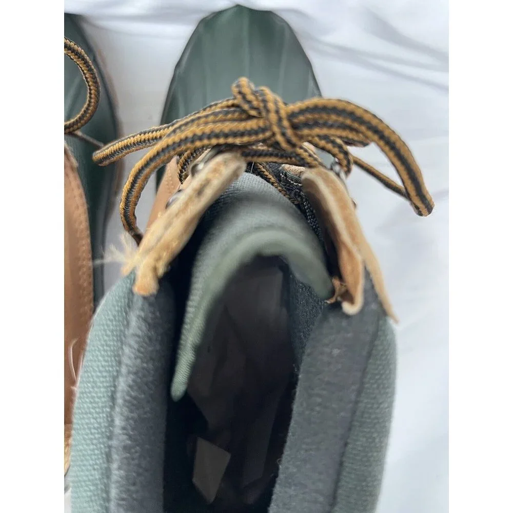 Lands End Mens 7 Womens 9‎ Boots Tan Green Duck Thinsulate Waterproof EUC